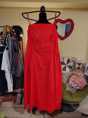 a new day Red Spaghetti-Strap Midi Dress